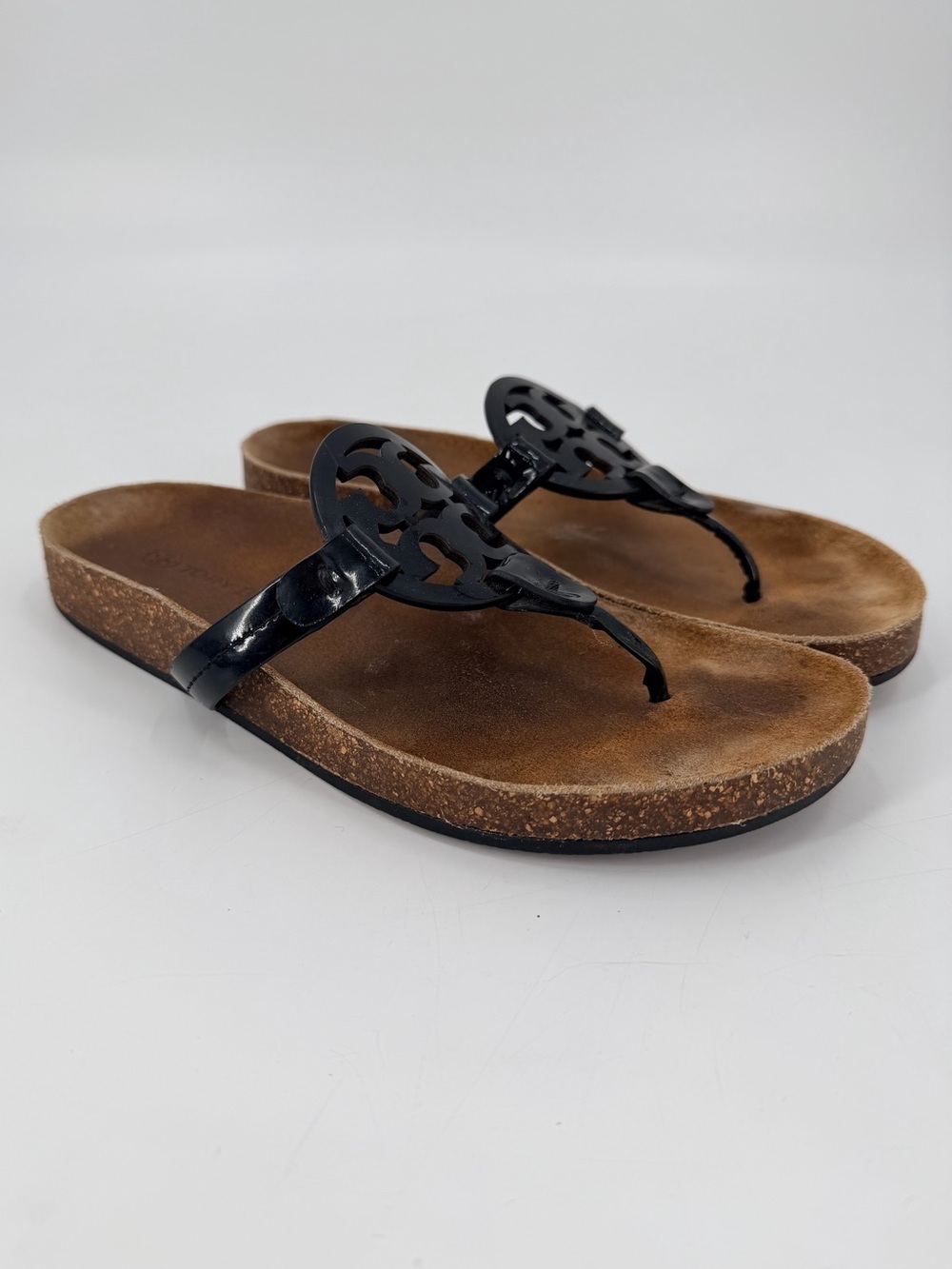 Tory Burch Cloud Miller Black Patent Leather Comfort Sandals 8.5 REPAIR